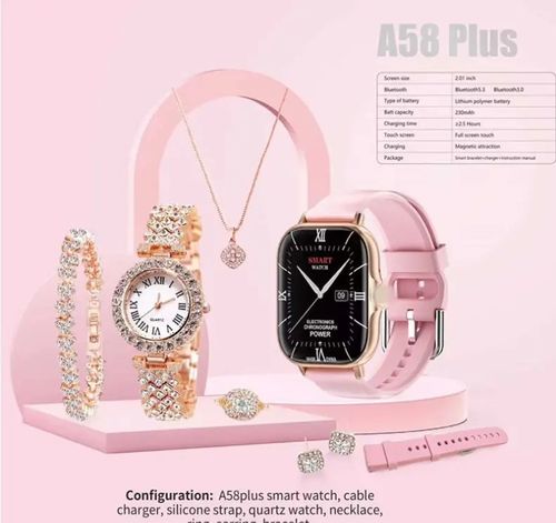 Senhoras smartband 7 em 1 presente smartwatch BT sport smartwatch A58 mais luxo mulheres terno smartwatch