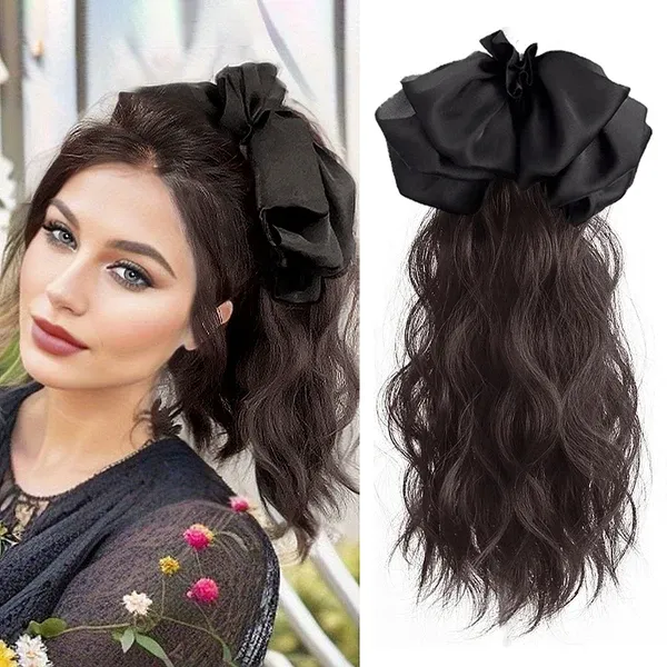 12 polegadas Garra Clip Ponytail Extensões de Cabelo Cacheado Natural Bow Tail Cabelo Falso