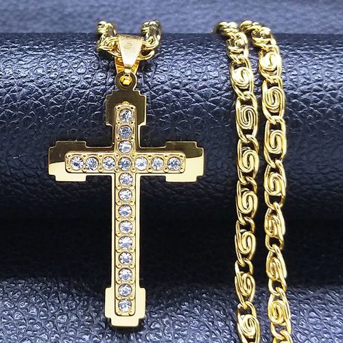 Jóias religiosas minimalista cristal cruz pingente colar