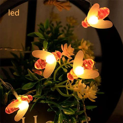 Solar String Lights Outdoor impermeável Simulação Honey Bees Lâmpada Fada Light Decor