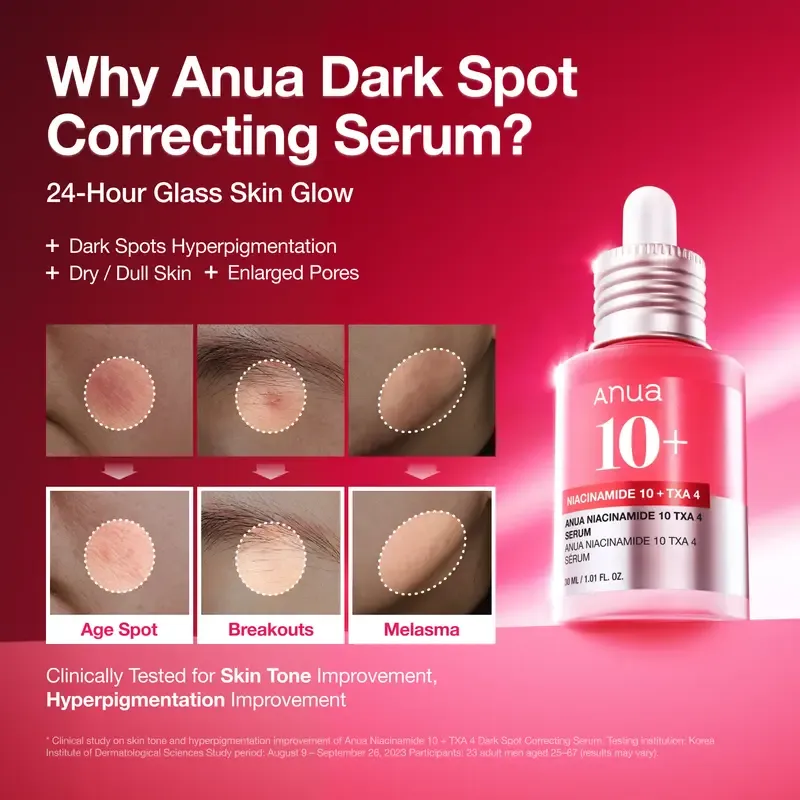 Dark Spot Correcting Serum : 10% Niacinamide+ 4% Tranexamic Acid 1.01 fl.oz. (30ml) ｜ Niacinamide Serum, PM Skincare product, Hyperpigmentation, Brightening