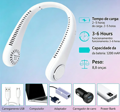 Portable Neck Fan, Hands Free Bladeless Fan, 3 Speeds, Battery Operated Wearable Cooling Personal Fan, Personal Cooling Fans, USB Rechargeable Fan for Outdoor Indoor, Portable Cordless Fan, Birthday Gifts for Men Women Mom Dad