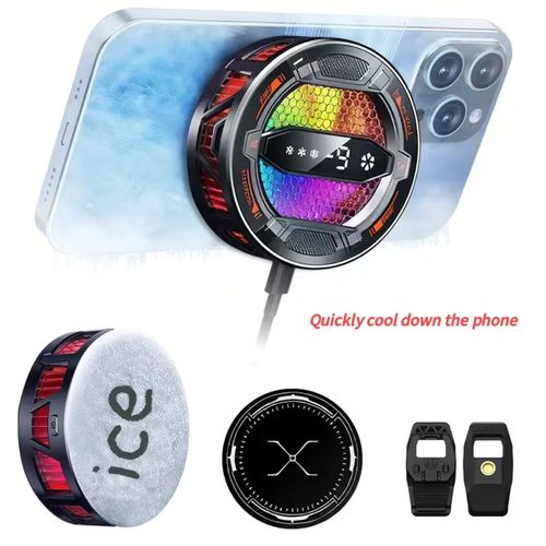 Clip-On Phone Cooler RGB Lights Semiconductor TEC Cooling 3-Speed Smart USB Connectivity for Gamers CODM PUBG Mobile Freefire with Cooling Mode Magnetic Attachment & Silent Fan Helps reduce phone overheating, Designed for extended gaming sessions