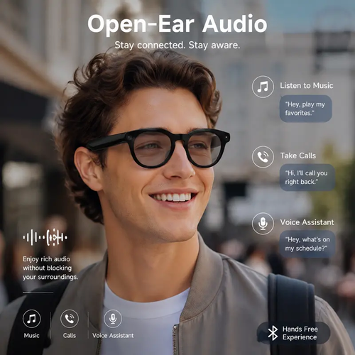 Modern Wearable Smart Glasses (Gadget) with Photochromic Lenses, Bluetooth Audio, Hands-Free Camera Capture, Language Translation, Voice Assistant, WiFi, iPhone-Android Compatibility, Hiking Vlogging Equipment, Lifestyle Cool Gifts for Guys