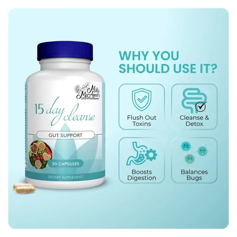 15-day weight loss plan - Gut and Colon Support | Caffeine Free | Advanced Formula with Senna, Cascara Sagrada, & Psyllium Husk | Non-GMO | 30 capsules