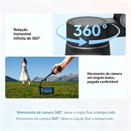 Stabilizador de Gimbal DJI Osmo Mobile 8 Advanced Tracking Combo para Celular, Rastreamento nativo por IA com Áudio e Iluminação, Rotação Pan de 360°, haste de extensão e tripé integrados, Bateria de 10h, haste de extensão