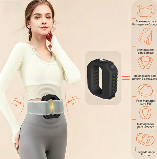 Novo dispositivo de recuperação muscular Fascia Ring R10 Mini, com cinta ajustável, adequado para cinturas de até 55 polegadas, recarregável sem fio, projetado para recuperação muscular da cintura e costas, massageador portátil, presente ideal para pais no verão.