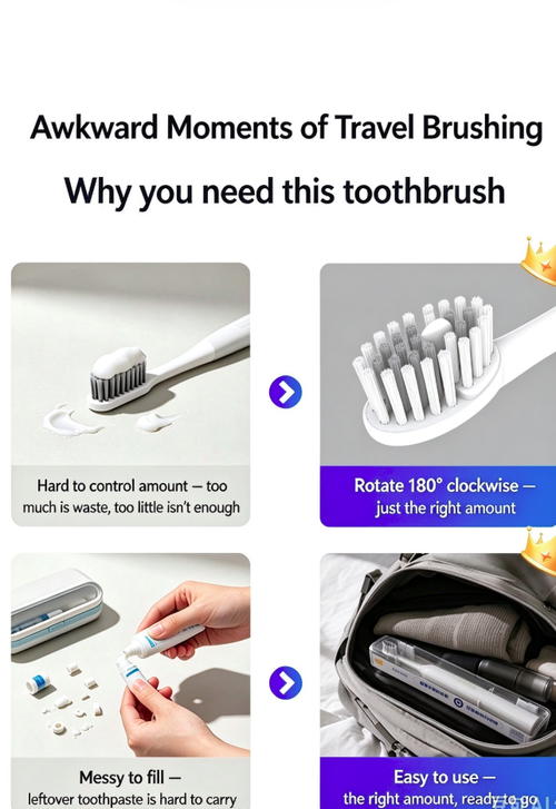 Portable travel toothbrush and toothpaste set in a small box with soft bristles - adult size, perfect for business trips and daily brushing