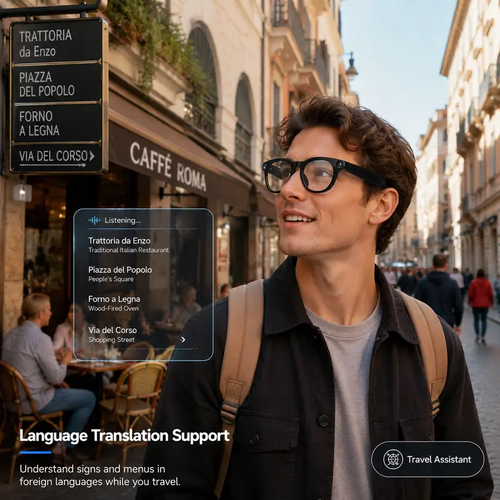Modern Wearable Smart Glasses (Gadget) with Photochromic Lenses, Bluetooth Audio, Hands-Free Camera Capture, Language Translation, Voice Assistant, WiFi, iPhone-Android Compatibility, Hiking Vlogging Equipment, Lifestyle Cool Gifts for Guys