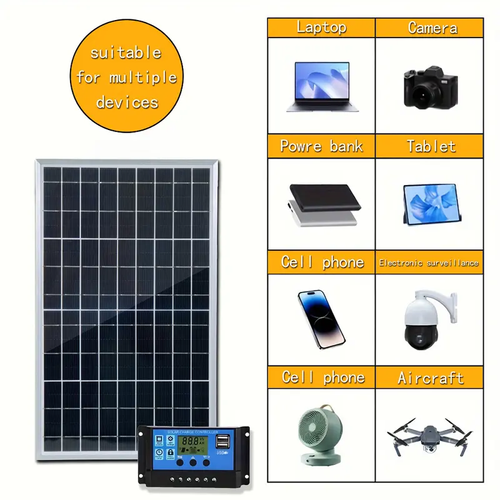 1 Set 12V Portable Flexible Solar Panels Kit with 100A High-Efficiency Controller, Extension Cords & Clips, Reliable Power Charging Equipment for Car Battery, RV, Boat, Ideal Off-Grid Energy Supplies for Outdoor Camping and Emergency Power Needs
