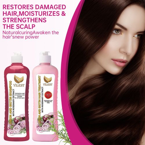 Shampoos and conditioners with natural onion, rosemary, and biotin ingredients - these hair products nourish and repair your hair.