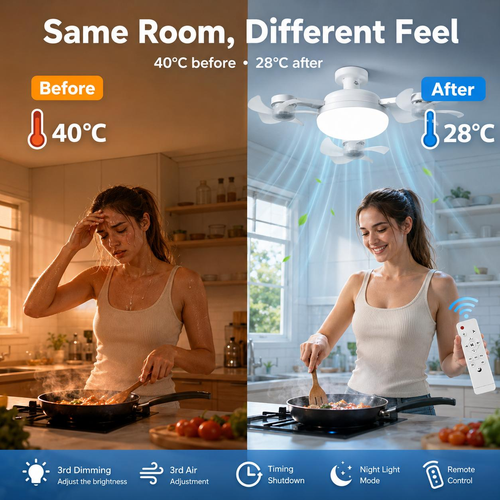 Modern Drone Style Ceiling Light with Foldable Mini Fan Blades, LED Flush Mount Lamp with Remote Control, E27 Socket Fixture for Bedroom Apartment Home