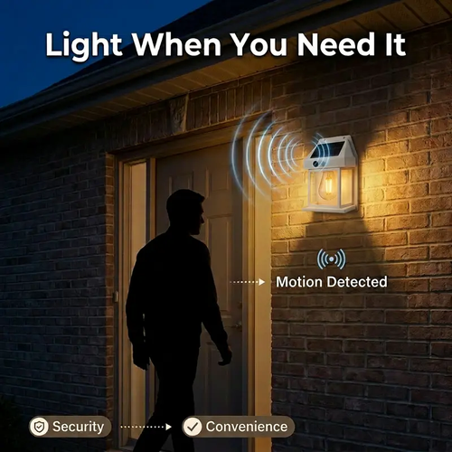 Solar Outdoor Wall Lights with Motion Sensor, Waterproof IP65 Garden Security Lighting, 3 Modes Auto Dusk to Dawn, Wireless Decorative Lamp for Patio, Villa, Pathway