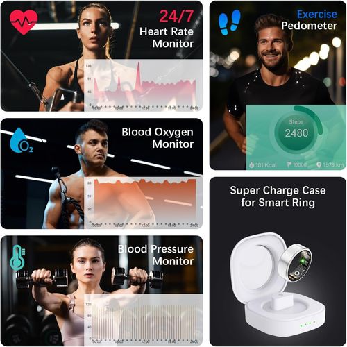 Smart Ring.Smart bracelet with sleep tracking, heart rate monitoring, emotion recognition, and temperature measurement. This wireless fitness tracker comes with multiple workout modes and doesn't require any subscription service. Perfect gift choice with a battery life of up to 3-5 days. Summer deal, get it now at a great price