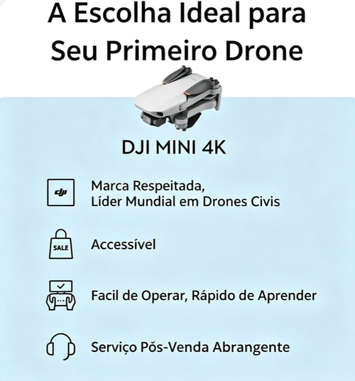 DJI Mini 4K, drone com câmera 4K UHD para adultos, peso inferior a 249 g, estabilização de gimbal de 3 eixos, transmissão de vídeo de até 10 km, retorno automático, resistência ao vento, 1 bateria com autonomia máxima de 31 minutos de voo