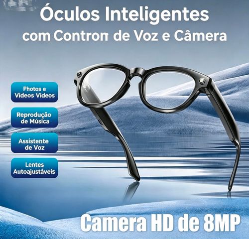 Óculos de Áudio Bluetooth Inteligentes, Captação de Fotos e Vídeos sem as Mãos + Tradução em Tempo Real | Óculos de Câmera Vestíveis Perfeitos para Viagens, Aventuras ao Ar Livre e Dia a Dia | Funciona com iPhone e Android