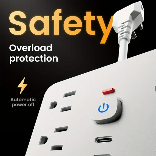 Power Strip with USB Ports Surge Protector Extension Cord with Multi-Outlet USB Wall Plug