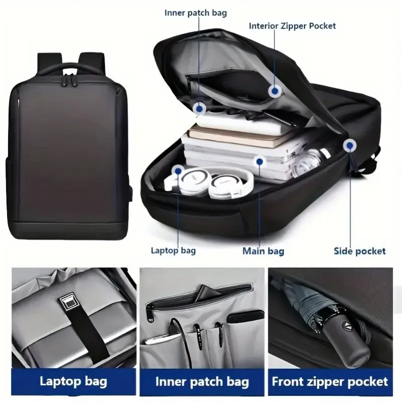 New Men Casual School Backpack, Large Travel Backpack Fit 15.6 Inch Laptop Backpack, Polyester Backpack For Commute College