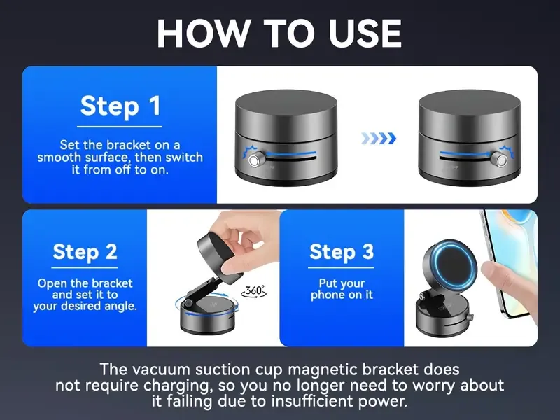 2025 New - 360° Rotation - Upgraded Vacuum Magnetic Phone Holder