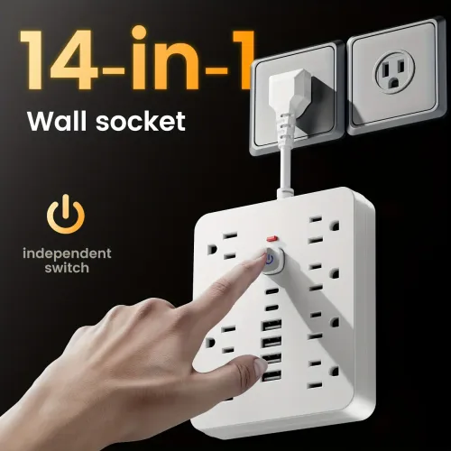 Power Strip with USB Ports Surge Protector Extension Cord with Multi-Outlet USB Wall Plug