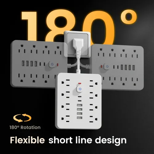 Power Strip with USB Ports Surge Protector Extension Cord with Multi-Outlet USB Wall Plug