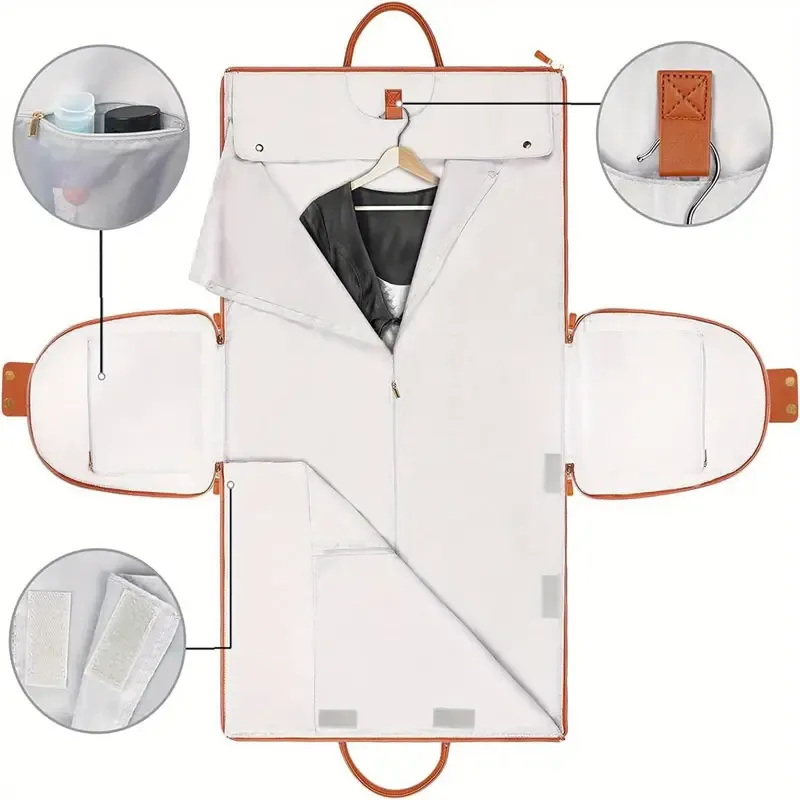 Convertible Garment Bag With Shoulder Strap, 4-in-1 Nylon Suit Travel Bag, Foldable Storage For Business Trips