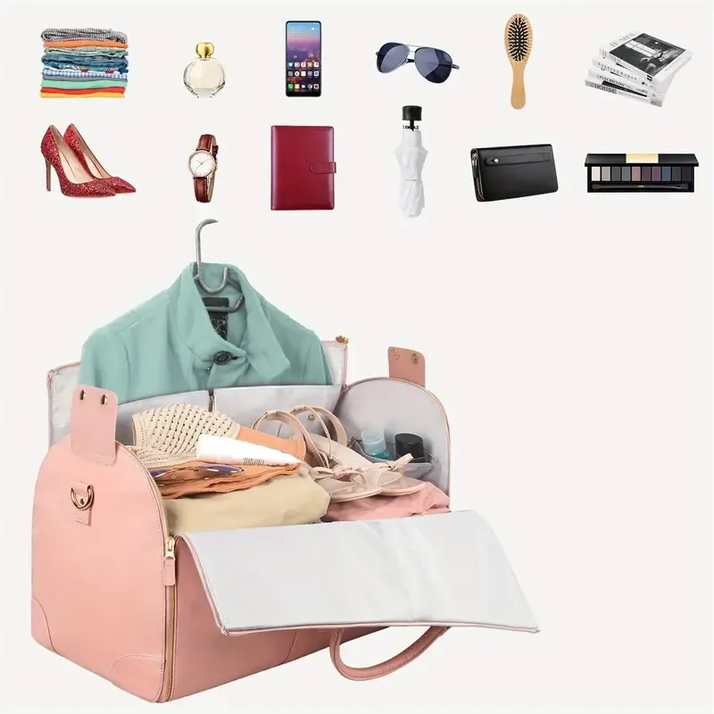 Convertible Garment Bag With Shoulder Strap, 4-in-1 Nylon Suit Travel Bag, Foldable Storage For Business Trips
