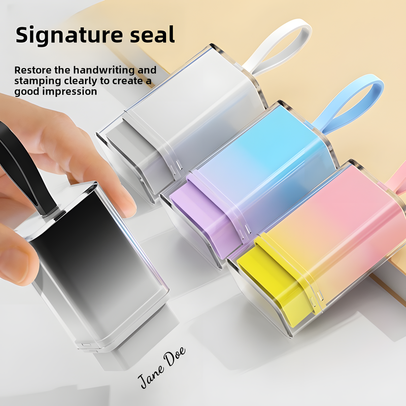 Customized Signature Stamp, Handwritten Style, Personal Name Seal Engraving Service, Advertising Signature Stamp, Private Name Customized, Photosensitive Portable, Automatic Press Seal Stamp Back To School