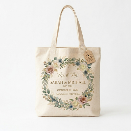 Christian Floral Cross Tote Bag, Personalized Religious Gift, Custom Name Bible Study Bag, Flower Cross Canvas Tote