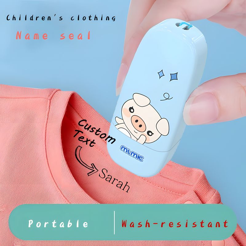 Personalized Stamp Custom Name Stamp, Cute Cartoon Design For Clothing, School Uniforms And Personal Items, Washable Back To School