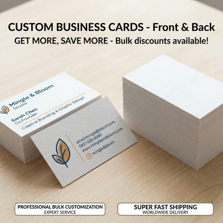 Professional Custom Business Cards | Front & Back Printing | Fast Worldwide Shipping