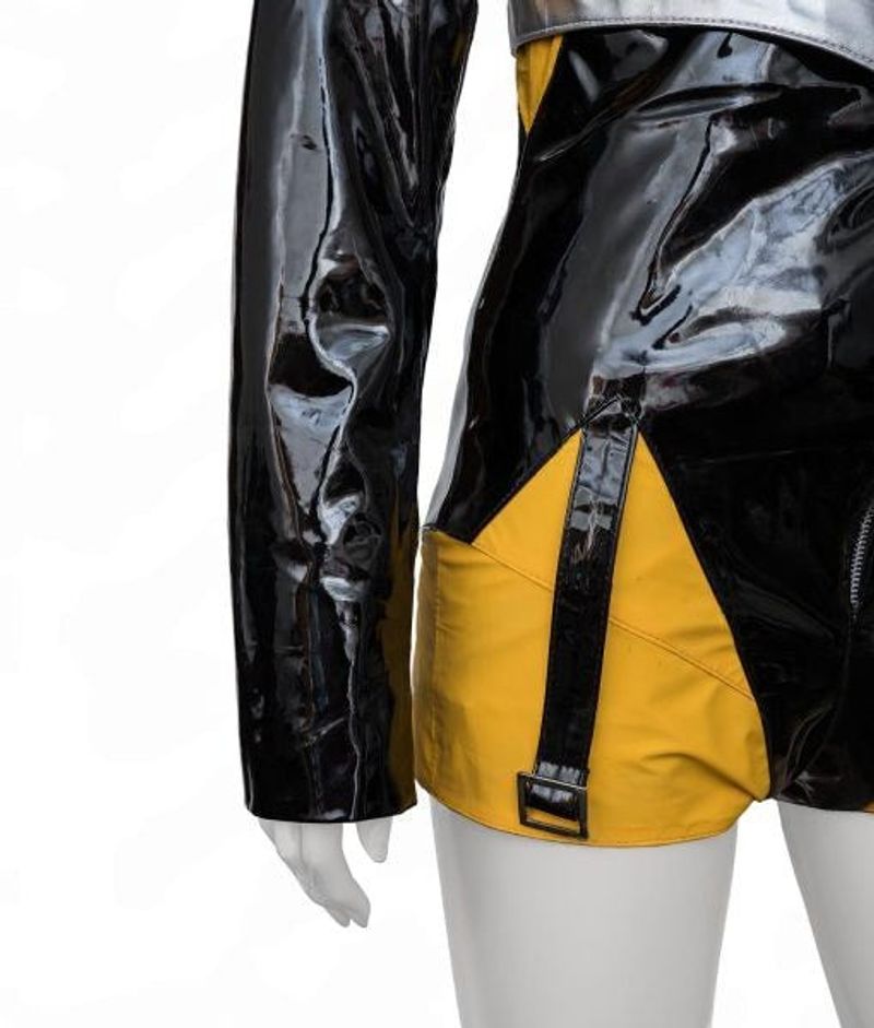 Silk Spectre Yellow Black Latex Jumpsuit Cosplay Costume