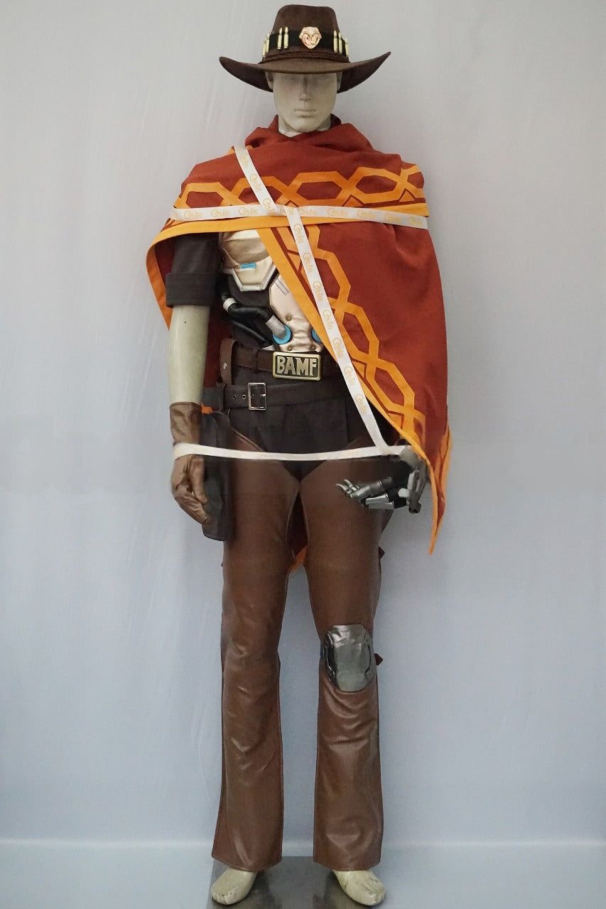 McCree Brown Red Cosplay Costume