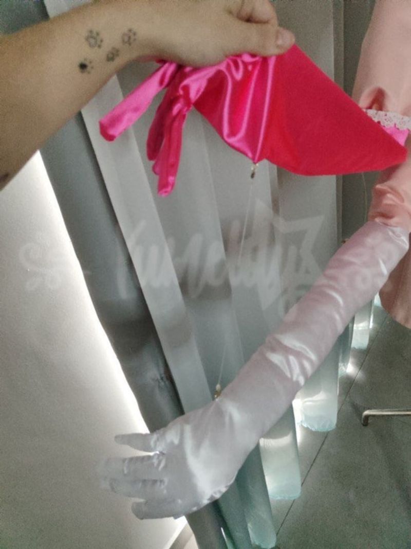 Angel Dust Pink White Dress Cosplay Outfit