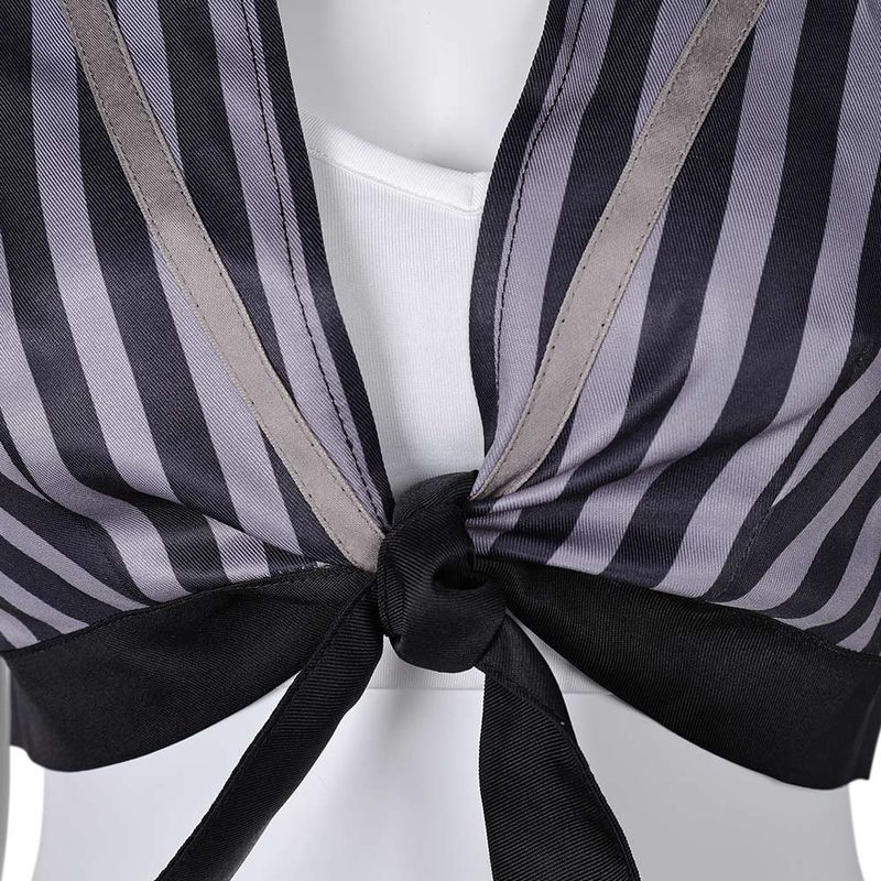 Tifa Lockhart Women Black Striped Outfit Cosplay Costume