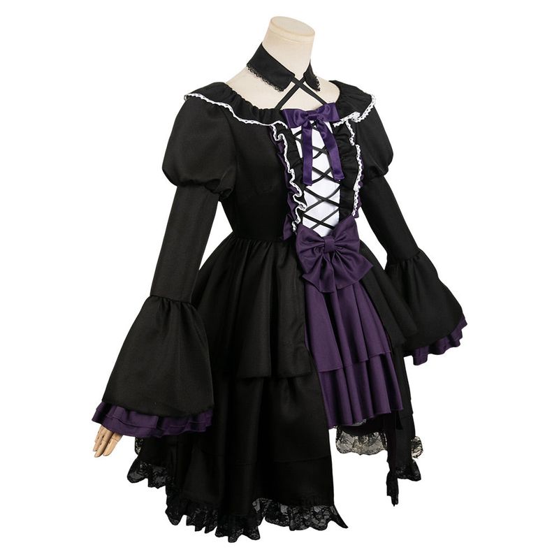 Puella Magi Madoka Magica Homura Akemi Black Gothic Dress Cosplay Costume