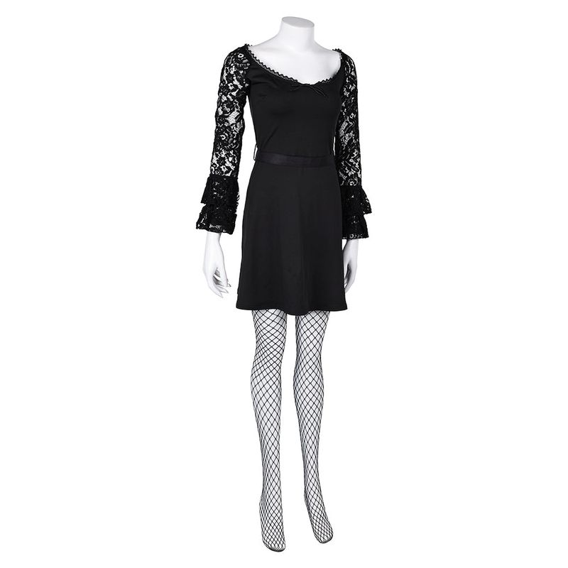 Misty Women Black Lace Long-sleeved Dress Cosplay Costume
