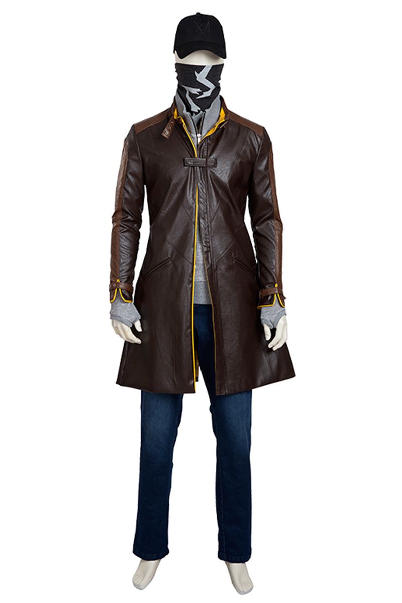 Aiden Pearce Brown Leather Jacket Cosplay Outfit