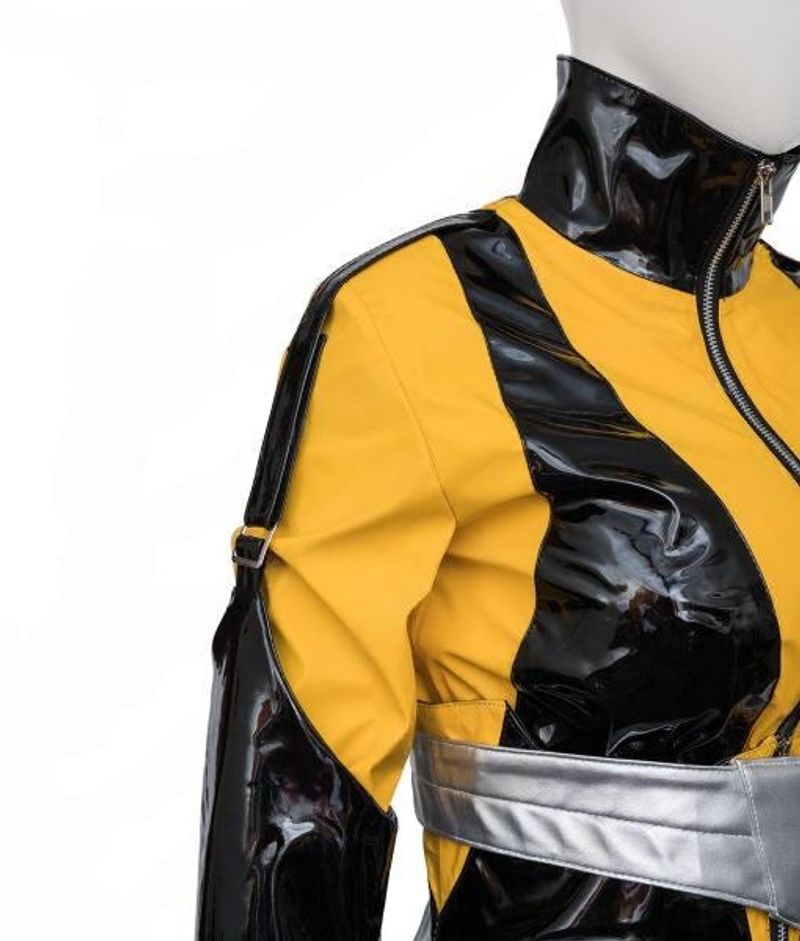 Silk Spectre Yellow Black Latex Jumpsuit Cosplay Costume