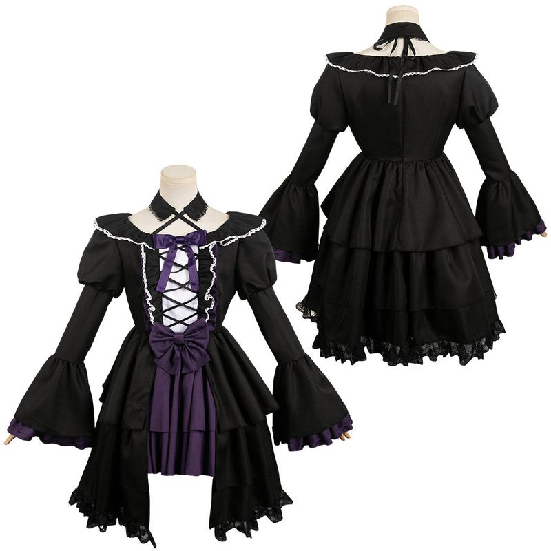Puella Magi Madoka Magica Homura Akemi Black Gothic Dress Cosplay Costume
