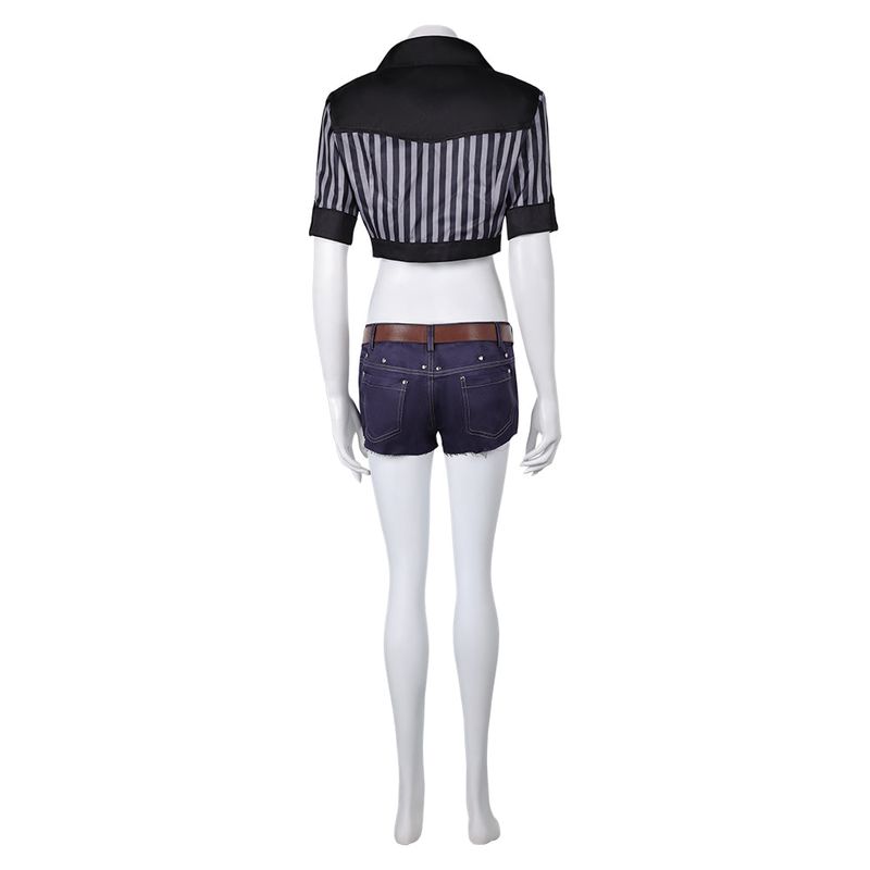 Tifa Lockhart Women Black Striped Outfit Cosplay Costume