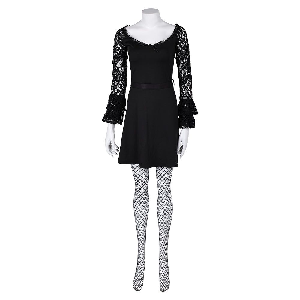 Misty Women Black Lace Long-sleeved Dress Cosplay Costume