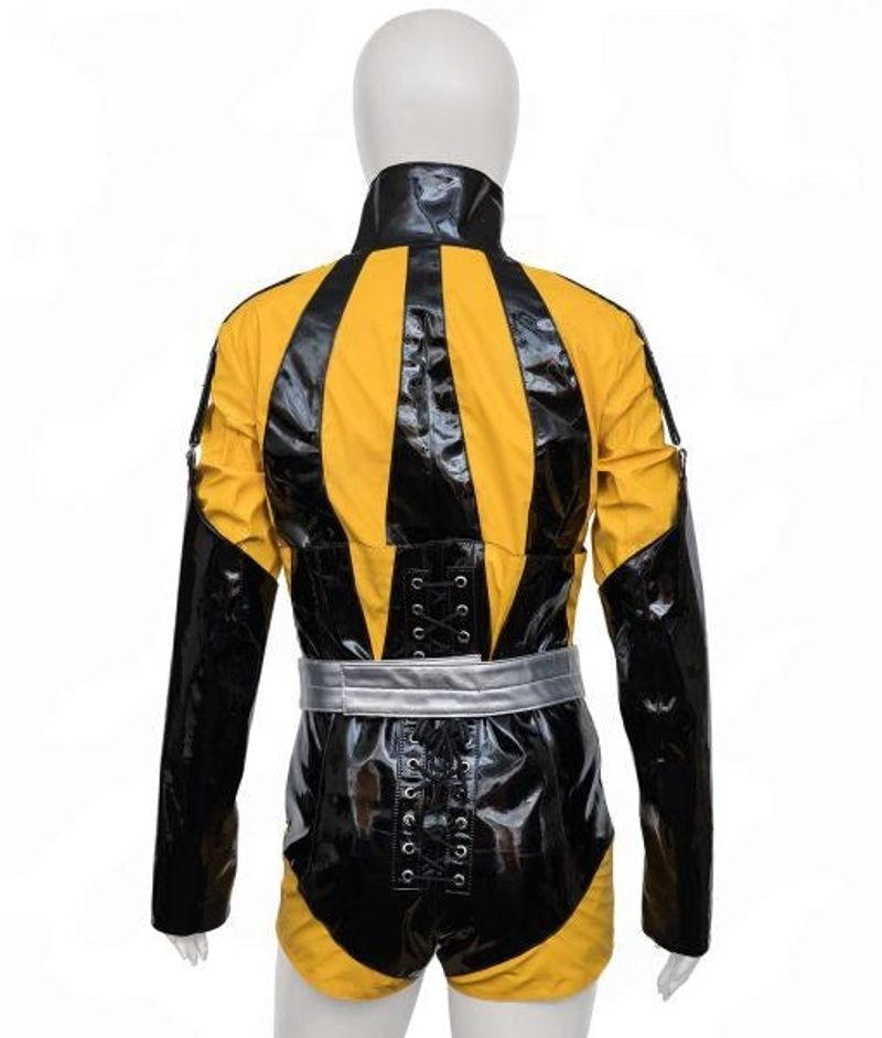 Silk Spectre Yellow Black Latex Jumpsuit Cosplay Costume
