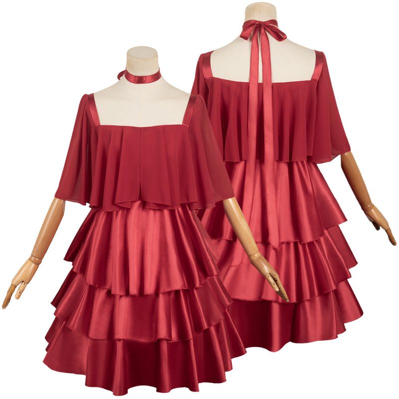 Sousou No Frieren Frieren Women Red Dress Cosplay Costume