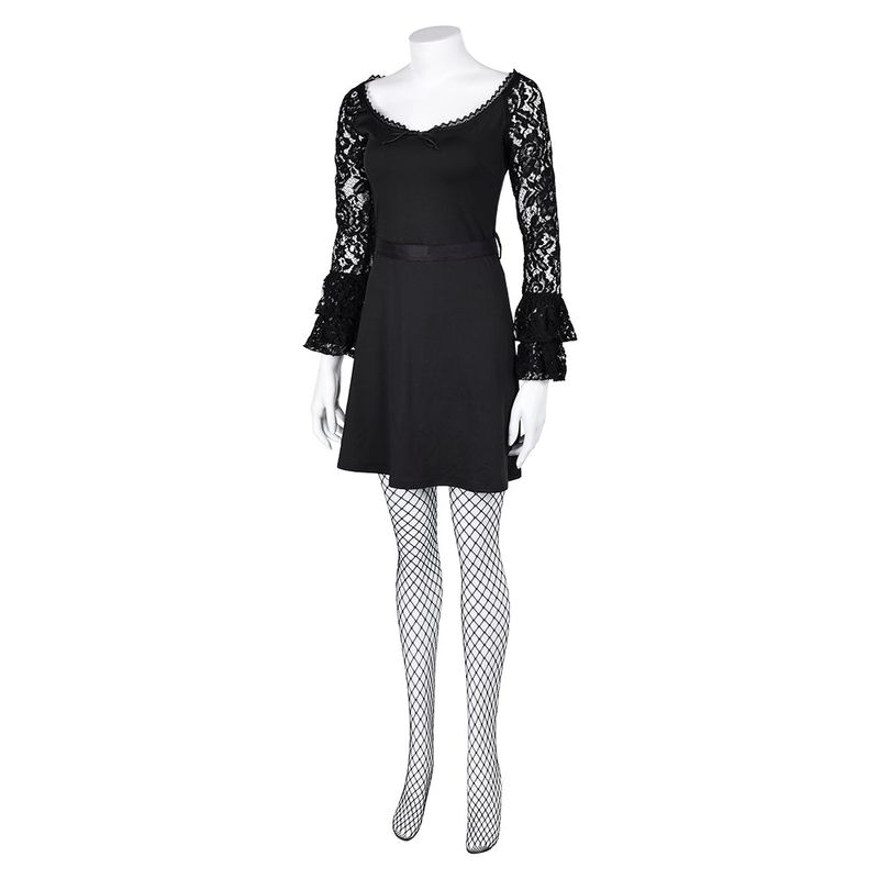 Misty Women Black Lace Long-sleeved Dress Cosplay Costume