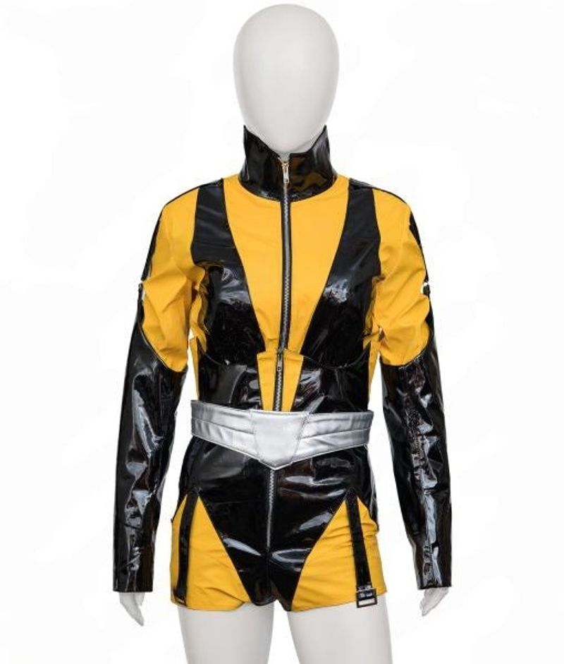 Silk Spectre Yellow Black Latex Jumpsuit Cosplay Costume