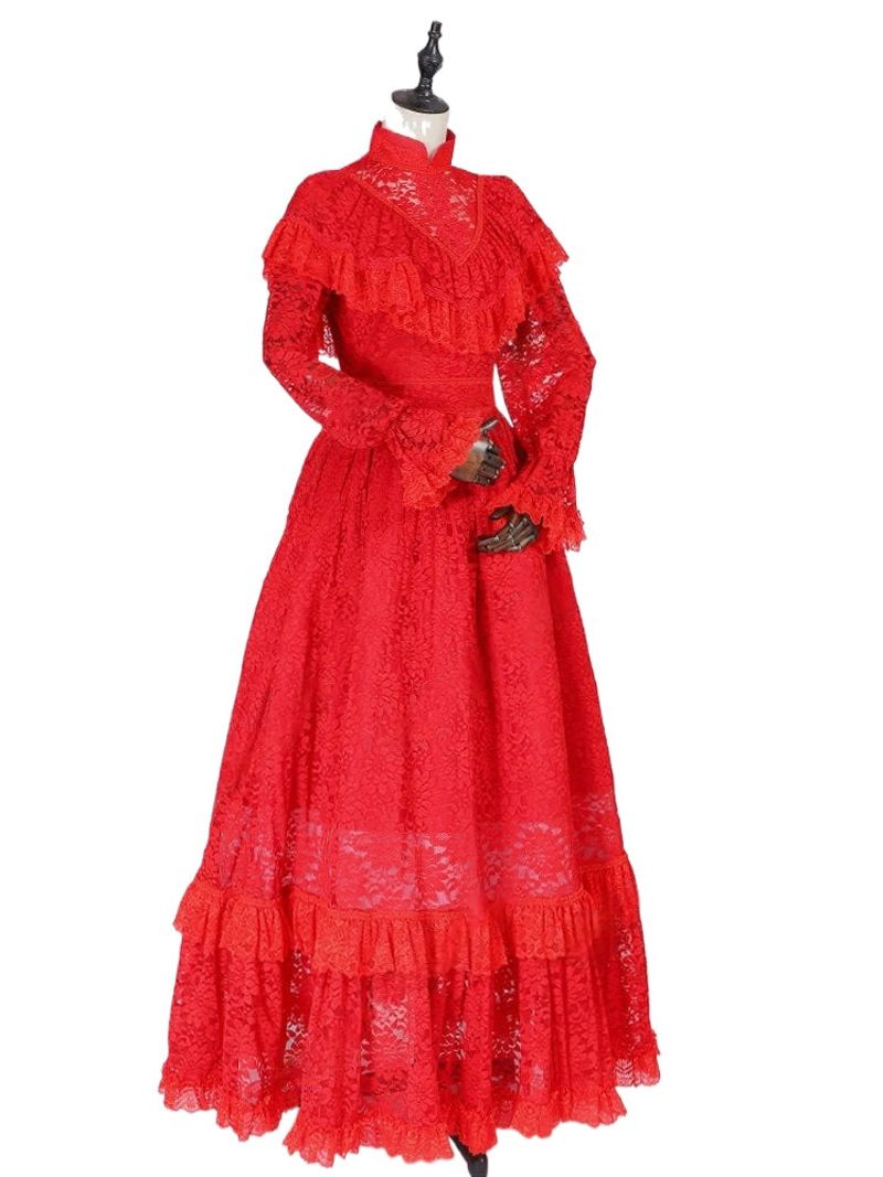 Lydia Deetz Bride Red Wedding Dress Cosplay Costume