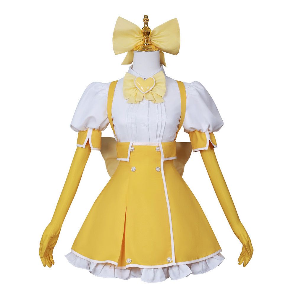 Tenkawa Kaoruko Women Yellow Dress Cosplay Costume