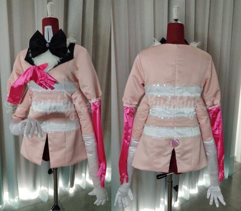 Angel Dust Pink White Dress Cosplay Outfit