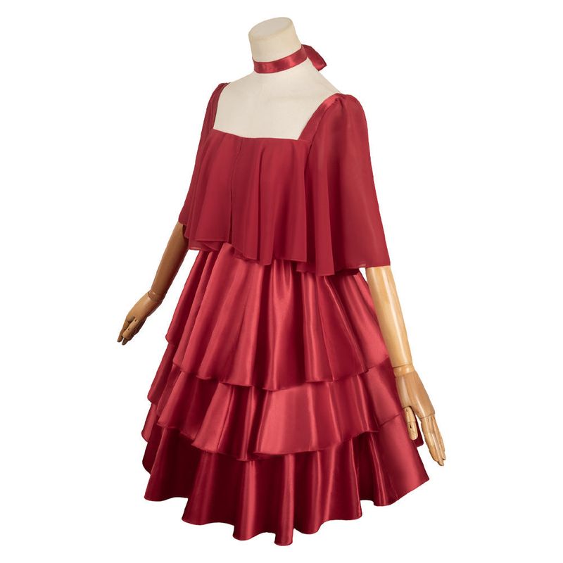 Sousou No Frieren Frieren Women Red Dress Cosplay Costume